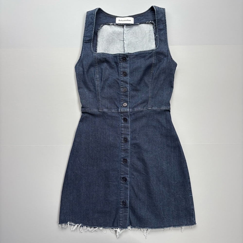 Reformation Indigo Denim Button-Down Mini Dress